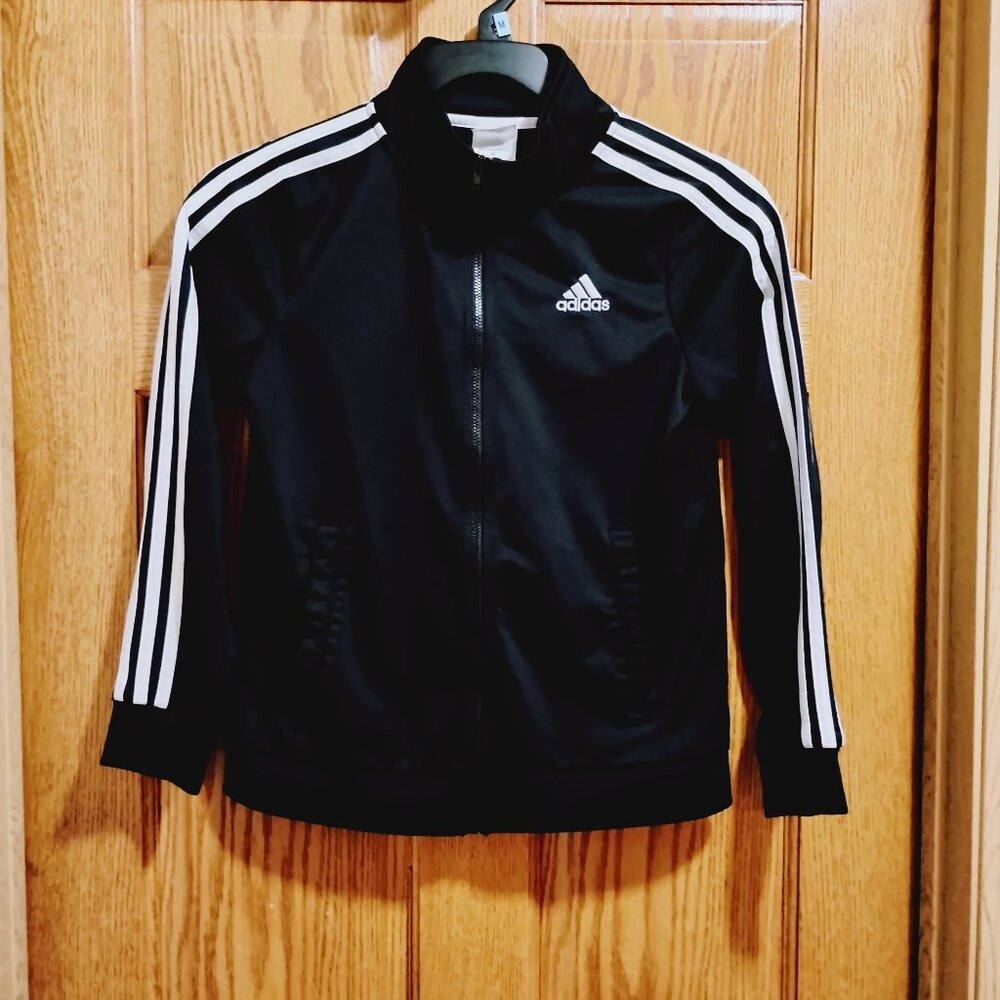 Adidas kids medium 12-14 Classic Tri-Stripe Track Jacket Zip Up